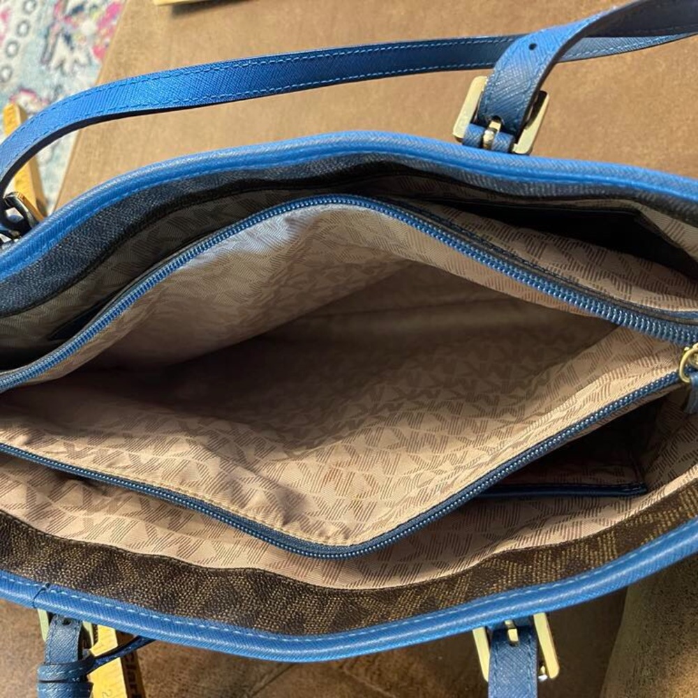 Michael Kors Brown and Blue Monogram Tote - Picture 15 of 15
